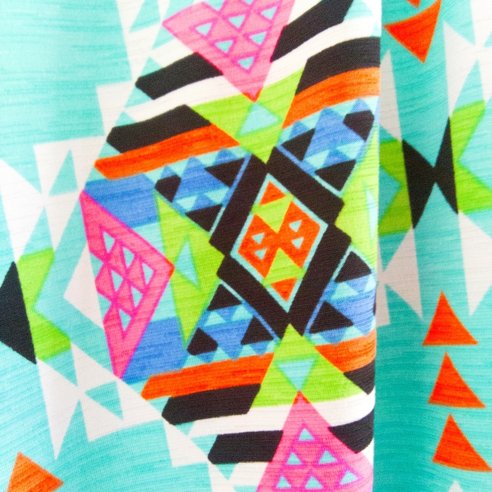 2B Together Wide Leg Pants Size S Multicolor Aztec Tribal Print Pull On Boho - Picture 4 of 11